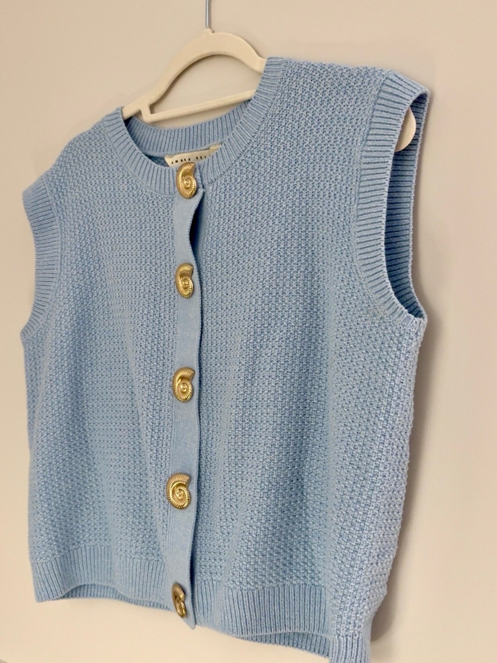 COASTAL KNIT SWEATER VEST- Light Blue Size 16/XL